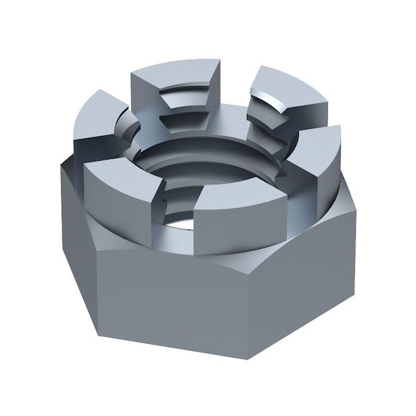 Huyett Slotted Locking Hex Nut 1/4x7/32 Steel Zinc Clear Trivalent NUTH01-0250-0218S3 - main